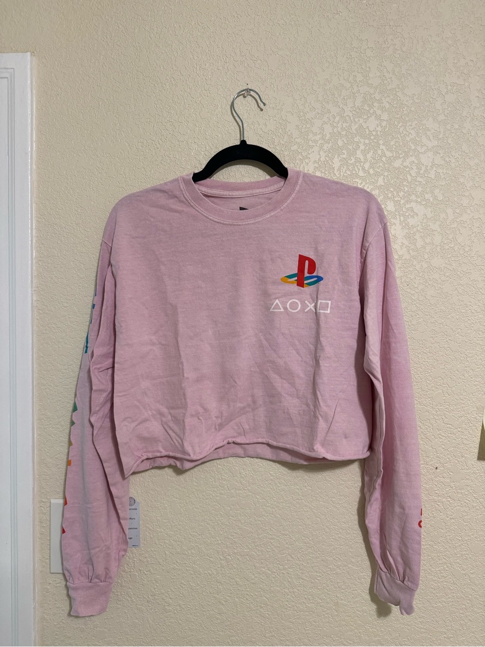 Sony Pink Cropped PlayStation Logo Sweater